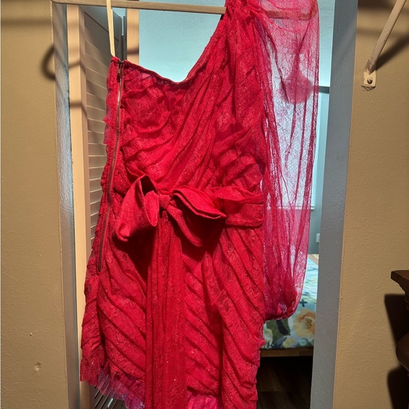 For Love and Lemons Pink One Shoulder Dress with Bow - Picture 4 of 4